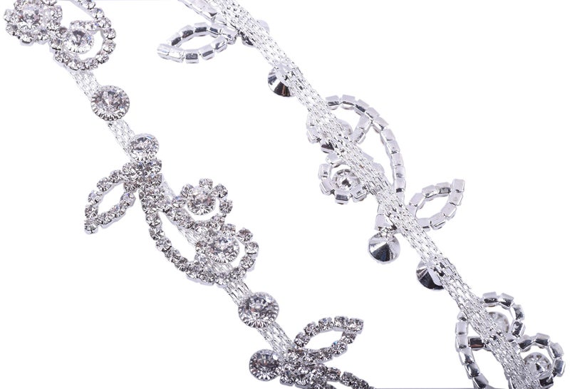 KAOYOO 1 Yard Flower Shaped Crystal Rhinestone Chain Trim for Sewing Craft,Clothing,DIY,Bridal Bouquet Embellishments - Image 3